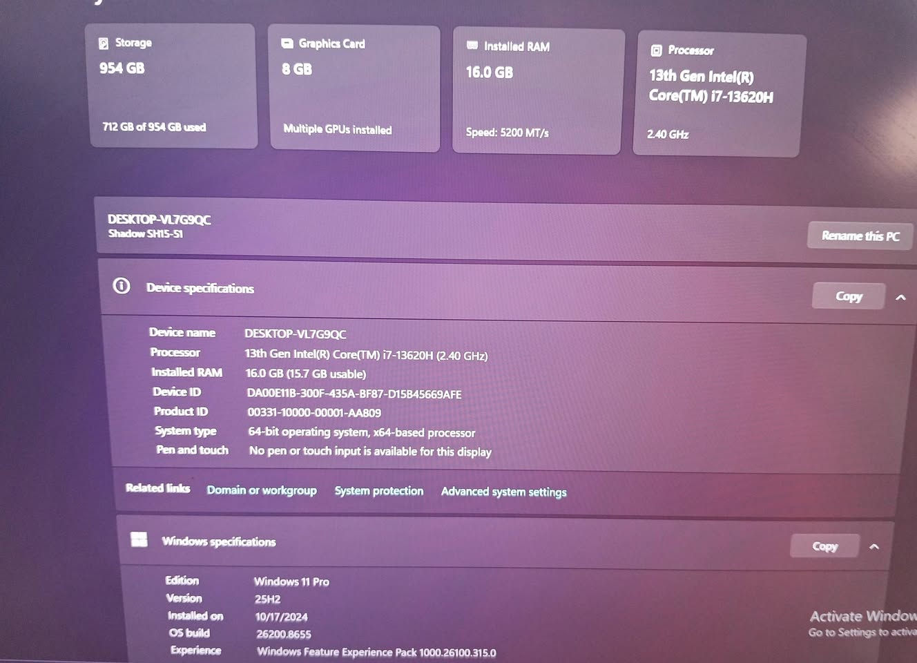 السلام عليكم
لابتوب للبيع السعر 1,350,000
الحاسبة acer
مواصفات 
الموديل: Shadow SH15-S1
المعالج (Processor)
Intel Core i7-13620H الجيل الثالث عشر
التردد الأساسي: 2.40 GHz
 (RAM)16 جيجابايت
القابل للاستخدام: 15.7 جيجابايت
السرعة: 5200 MT/s
كرت الشاشة (Graphics Card)
حجم الذاكرة: 8 جيجابايت
يوجد أكثر من كرت شاشة (Multiple GPUs installed).
التخزين (Storage)
نوع النظام
نظام تشغيل 64 بت
المعالج يدعم 64 بت (x64)
نظام التشغيل
Windows 11 Pro
الإصدار: 25H2

مواصفات الحاسبة قوية جدًا، للبرامج المعمارية
✅ أوتوكاد (AutoCAD)
✅ ريفيت (Revit)
✅ 3ds Max
✅ Lumion
وكذالك جميع البرامج الهندسة المعماريه  
وكذالك
✅ الألعاب الحديثة
✅ المونتاج والتصميم


**إذا كنت صاحب هذا الإعلان وتريد حذفه لأي سبب، رجاءا أرسل رسالة إلى الدعم الفني**