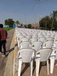 عندي كراسي الناصر . للبيع عدد ١٣٠٠ جدد. استخدام مره واحده 07770090017