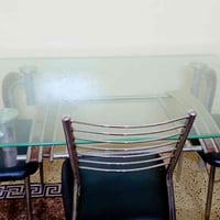 للبيع ميز بلول ثخين جدآ  مع 6كراسي استيل لتواصل 07702005633