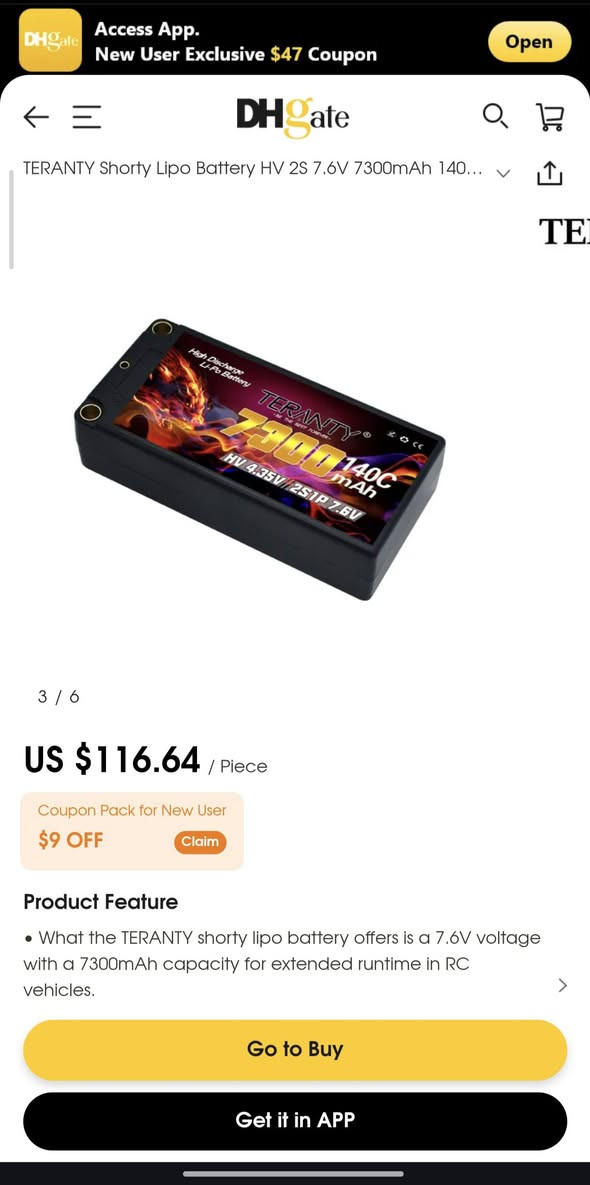 للبيع
بطاريات ترينيتي هاي فولت 7300mah
تفريغ 140c


**إذا كنت صاحب هذا الإعلان وتريد حذفه لأي سبب، رجاءا أرسل رسالة إلى الدعم الفني**