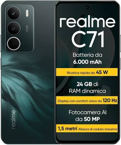 ريلمي c71 سعر 170 الف
من شركه ريلمي هاتف realme C71 ببطارية كبيرة 6000mAh يعني بطاريه دوم 3 ايام وتدعم الشحن السريع بقدرة 450, ذاكرة 256GB تصميم نحيف و الوان جذابة.

شحن سريع 45

شاشة 120 سلسة وواضحة حتى تحت الشمس

متين ومقاوم بمعايير عسكرية


**إذا كنت صاحب هذا الإعلان وتريد حذفه لأي سبب، رجاءا أرسل رسالة إلى الدعم الفني**