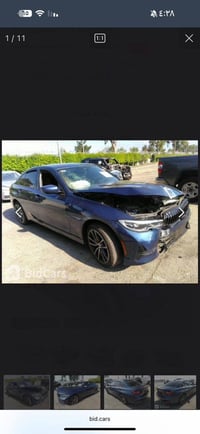 Bmw 330i 2021لون ازرك نظيفة ولا شخطه فقط حادث امريكا بسيط ومعدله محرك ...