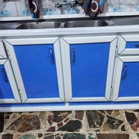 مطبخ ألمنيوم • مع المجلى • أزرق وأبيض