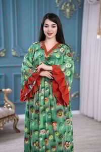 فستان كلوش • كشمير ثري دي • فري سايز ٩٠كغ