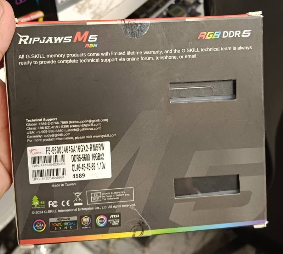 متوفر رامات ddr5 جديد
TEAMGROUP T-Force Delta RGB DDR5 Ram 16GB (2×8GB) 5600MHz CL38 black

سعرهن 350 الف ...

G.SKILL G.Skill Ripjaws M5 RGB 32 GB (16 GB x2) DDR5 5600MHz white

سعرهن 500 الف ...

القطع كلهن جديدات و بيهن ضمان.


**إذا كنت صاحب هذا الإعلان وتريد حذفه لأي سبب، رجاءا أرسل رسالة إلى الدعم الفني**