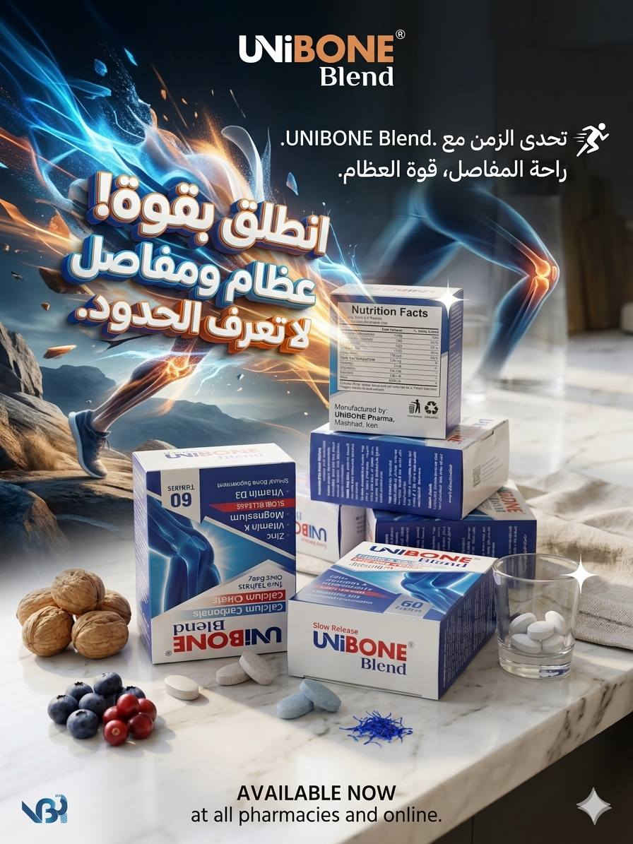 سلام عليكم
لكثره الطلب من زبائنه♥️ وفرنالكم منتج ينسيك التعب والام العضام والمفاصل ♥️ 👇👇
UNIBONE Blend – دعم متكامل للعظام والمفاصل 🦴✨

إذا كنت تبحث عن دعم يومي لصحة العظام والمفاصل، فإن UNIBONE Blend يجمع بين الكالسيوم، المغنيسيوم، الزنك، فيتامين D3 وفيتامين K بتركيبة تساعد على دعم قوة العظام وتحسين الحركة اليومية.

✔️ يساهم في دعم صحة العظام والأسنان
✔️ يساعد على دعم مرونة المفاصل والحركة
✔️ يحتوي على فيتامين D3 للمساعدة في امتصاص الكالسيوم
✔️ تركيبة بإطلاق بطيء لفعالية ممتدة خلال اليوم
✔️ مناسب للرجال والنساء كدعم غذائي يومي

حبتان يوميًا… لراحة أكثر وحركة أخف 💙
سعر المنتج 16  الف واصل باب البيت


**إذا كنت صاحب هذا الإعلان وتريد حذفه لأي سبب، رجاءا أرسل رسالة إلى الدعم الفني**