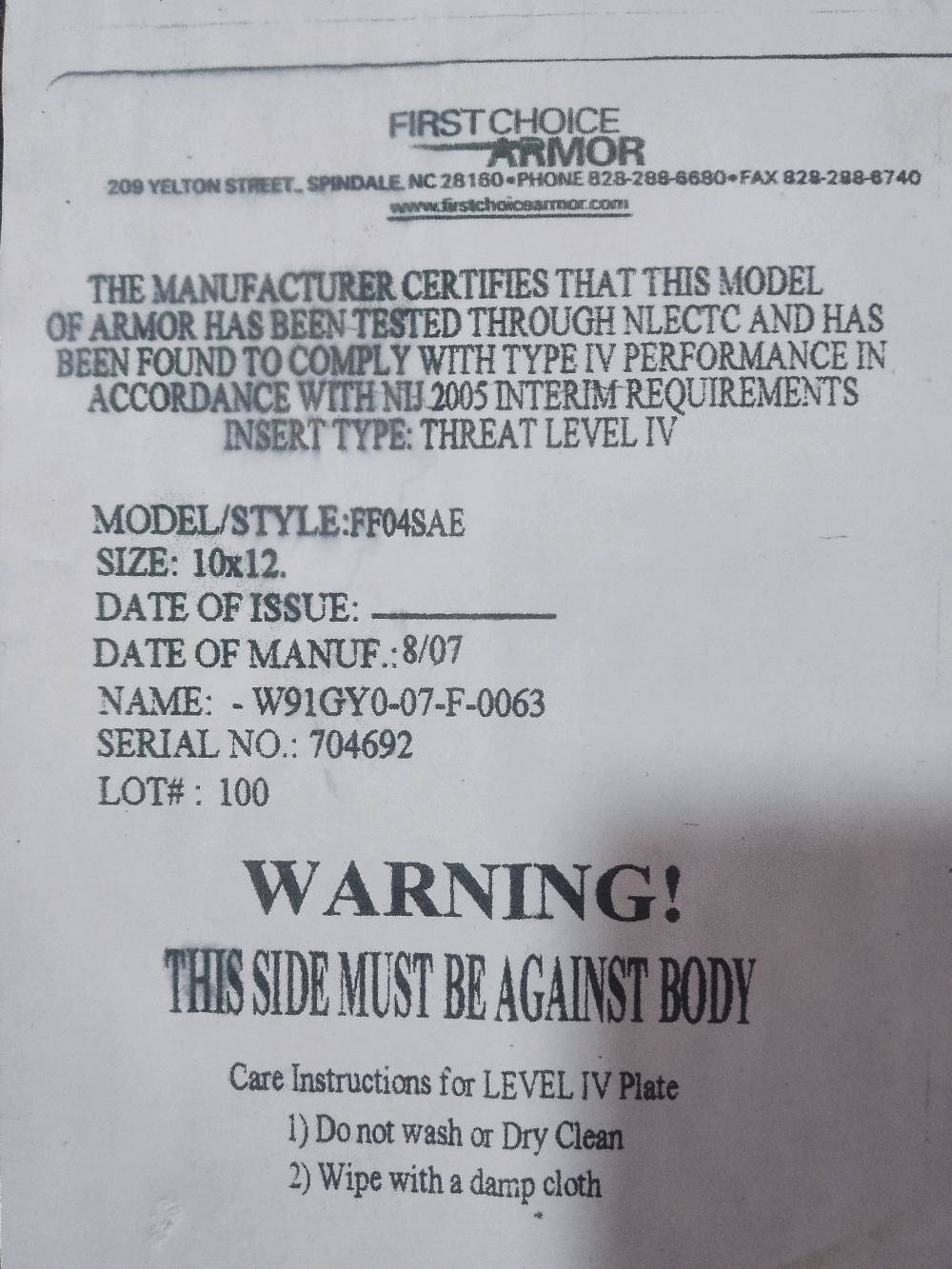 السلام وعليكم 

درع رصاص امريكا جديد  

الوزن تقيل كلش الكل موصفات موجود بل صوره
الوان اسود 

العنوان ديالي خانقين 

رقم تليفون  ***********