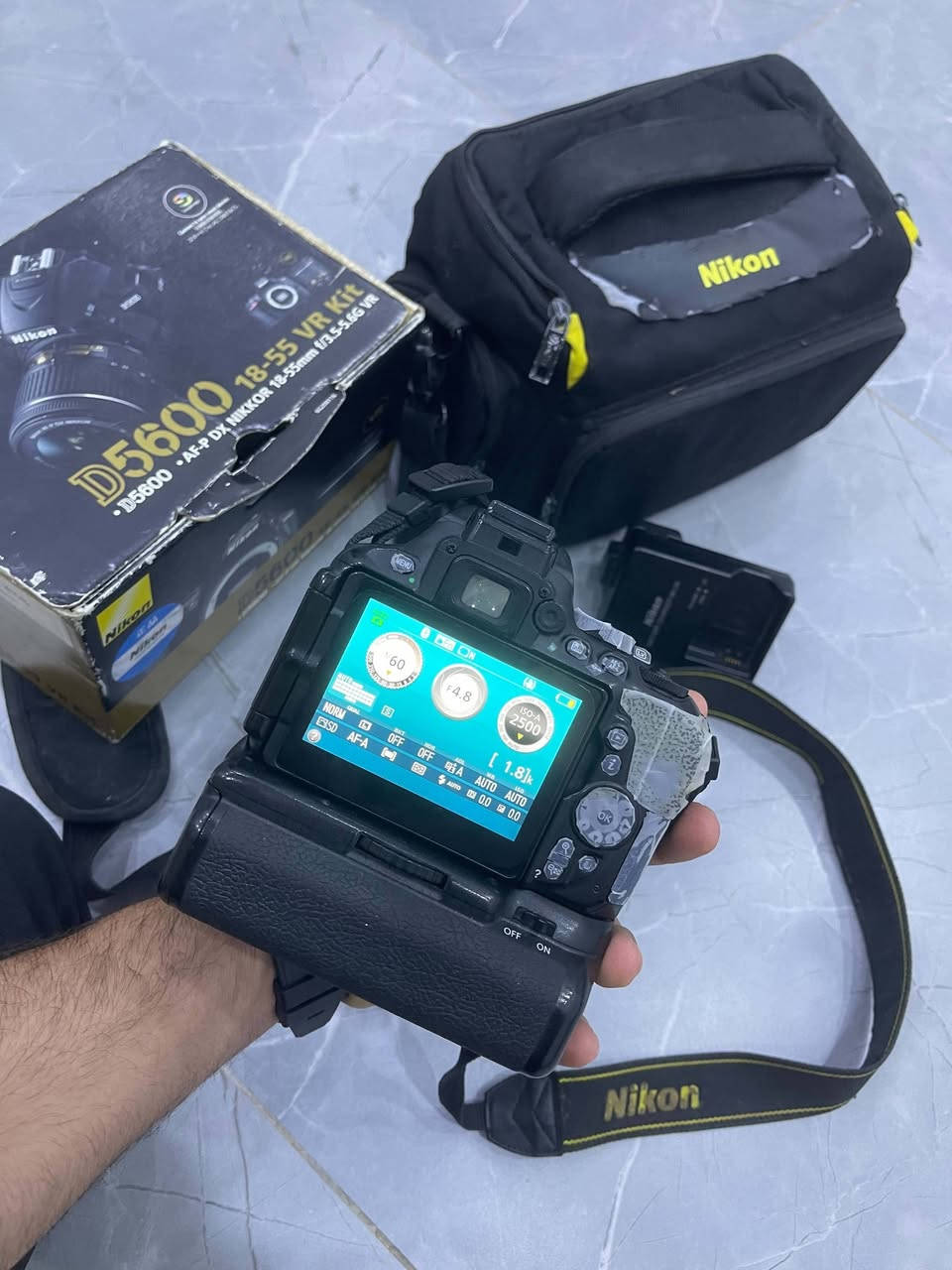 نیكون 5600D
لمس شاشه ینقلب  WiFi موباشر ربط عل موبایل شرط نضافە 99بلمیە کامل ملحقات کارتون جنطاوشاحینە دبل باطری 

قاعیدە باطری شرای اخبر ماعندی توصیل 

سعر 500بی  بیمجال 

مکان کرکوک *********** او وتس اب
