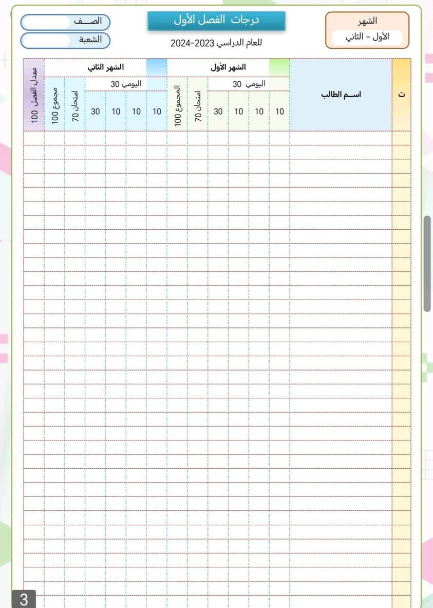 تعلن مكتبة ضي لطباعة دفاتر المصاحبه لتلاميذ اي تخطيط درجات تعديل حسب تقسيم الدرجات للاستفسار الاتصال على الرقم *********** موجود واتس اب
