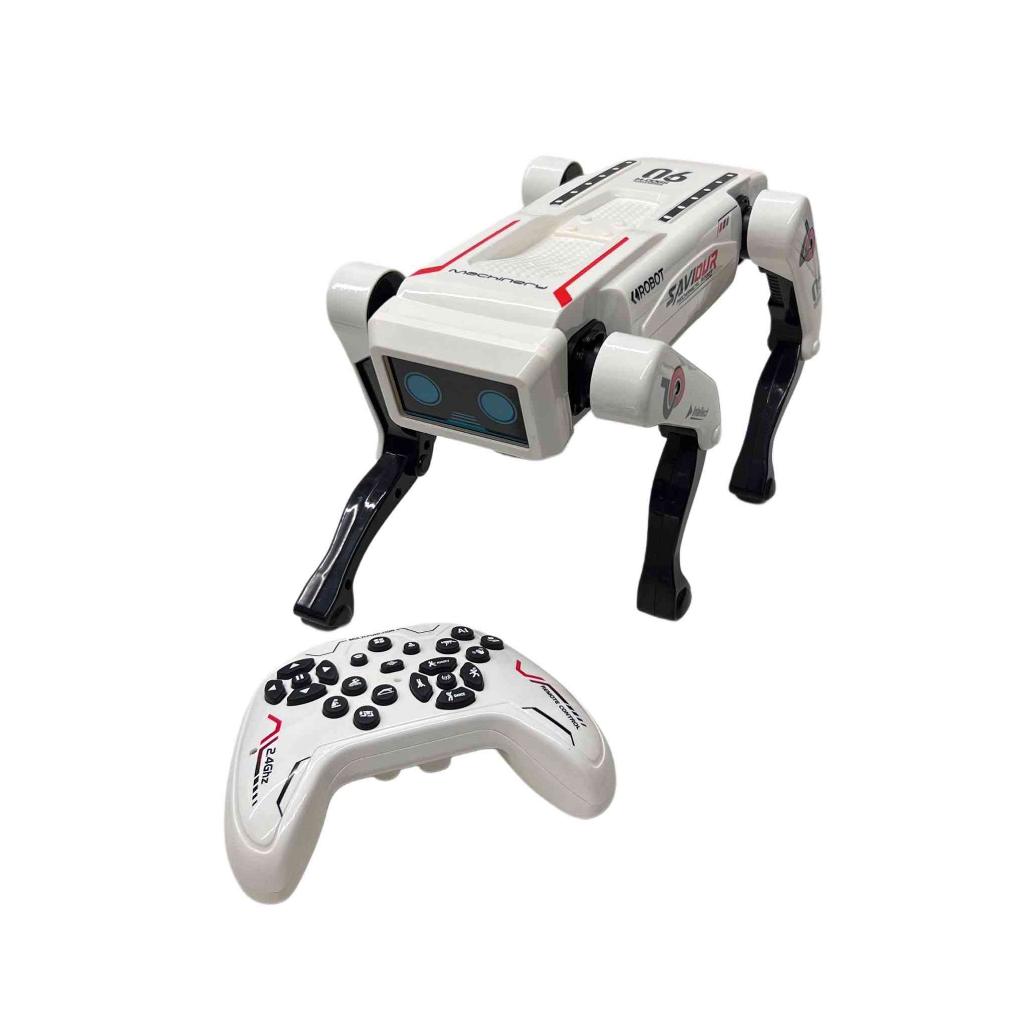 روبوت الكلب الذكي AI ROBOT – تحكم عن بُعد 2.4GHz مع أوامر صوتية
بسعر 50الف والتوصيل مجاني✅ 

روبوت كلب تفاعلي يعمل بالتحكم عن بُعد بتقنية 2.4GHz، مصمم للحركة واللعب وتنفيذ أوامر متعددة مع إضاءة وموسيقى.

 • يعمل بتحكم عن بُعد بتردد 2.4GHz لسهولة التحكم بالحركات.
 
• يدعم الأوامر الصوتية (Voice Control) والتفاعل المباشر.
 
• مزود بخاصية البرمجة لتنفيذ الحركات حسب تسلسل الأوامر.
 
• حركات متعددة مثل: التقدم للأمام، الالتفاف، الجلوس، النهوض، والانحناء.
 
• يحتوي على موسيقى، رقصات ديناميكية، وإضاءة جذابة.
 
• يدعم وضع الدورية التلقائية (Auto Patrol) ووضع الاستعراض (Stunt).

 • ريموت كنترول 2.4GHz
 • تحكم صوتي
 • الفئة العمرية: 8 سنوات فأكثر
 • الروبوت: بطارية ليثيوم قابلة لإعادة الشحن 3.7V 
 • الريموت: 2 × بطارية AA 1.5V

الملحقات:
 • جهاز تحكم عن بُعد
 • بطارية ليثيوم قابلة لإعادة الشحن 3.7V
 • كابل شحن


**إذا كنت صاحب هذا الإعلان وتريد حذفه لأي سبب، رجاءا أرسل رسالة إلى الدعم الفني**