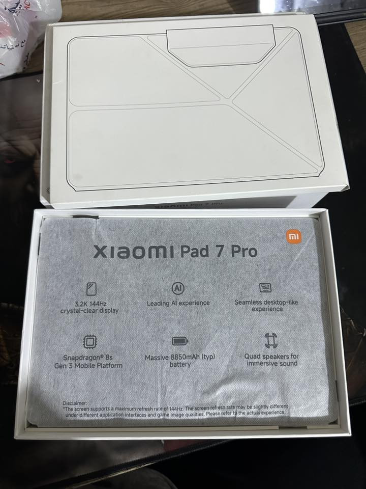 سلام عليكم ايباد شاومي 7pro
نظافة 99‎%‎ 
مستخدم قليل 
كامل ملحقات 
جهاز العاب ودراسة 
تكون شاشة مات مريحة الى العين 
سعر 650 الف 
*********** 
متوفر وتساب
