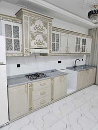 كاونتر ملكي كامل خشب مع طباخ ومرشحه + كامل مرمر   القياس الكلي 4 متر 3...