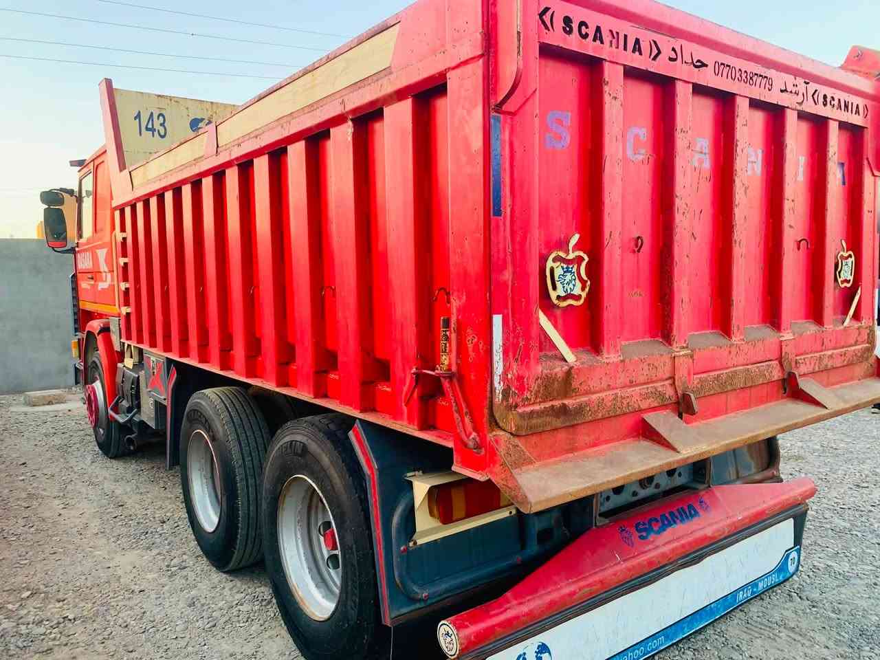 للبيع 
قلاب سكانيا 143 موديل 92 سنگل بومه رقم صلاح الدين الماني 
السعر  ***********
