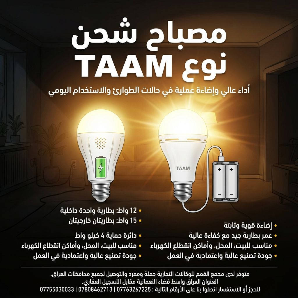 عرض خاص مصباح شحن من شركة تام الاصلية 
سعرة 6 الاف 
الشراء من داخل المجمع فقط 
العنوان واسط نعمانية مقابل الطابو


**إذا كنت صاحب هذا الإعلان وتريد حذفه لأي سبب، رجاءا أرسل رسالة إلى الدعم الفني**