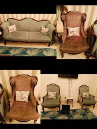 صالون ستيل • طقم صالون • صالون خشب زان • كنبة وكراسي • أثاث زان • صالو...