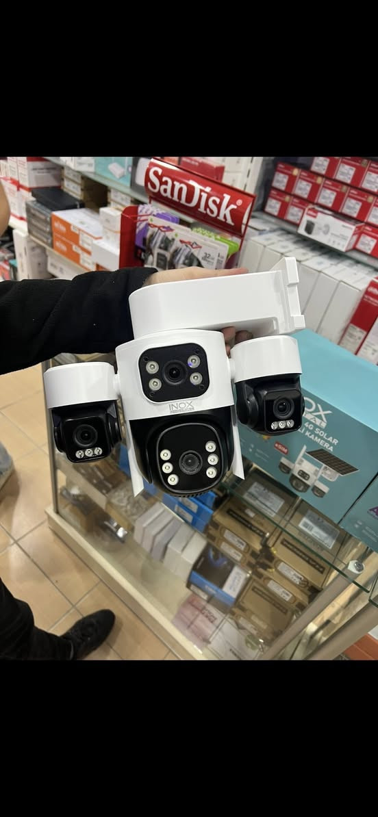كامرة ماركة inox تشتغل على الطاقة الشمسية عدد الكامرات في الجهاز الواحد 4 كامرات تحكم عن عن طريق التلفون موجود بيها e sim يمكن اضافة رام داخلي لها ما تحتاج نت يمها لان بيها سيم كارت داخلي للاستفسار الاتصال على ***********
