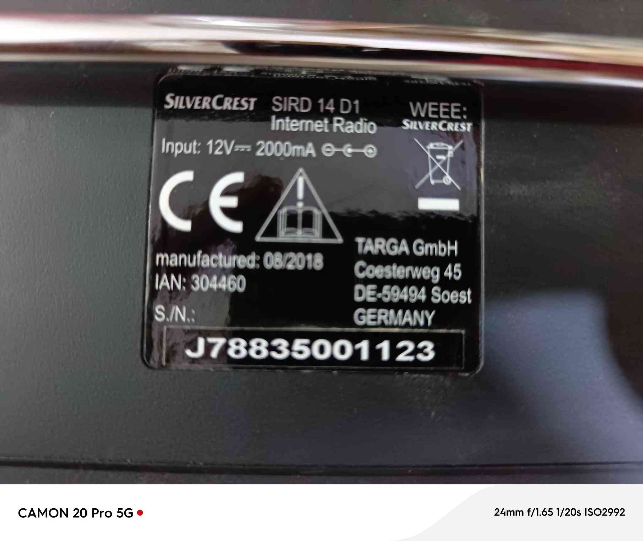 راديو انترنت سلفر كرست
شركه المصنعه. SiLVER CREST
صنع. 🇩🇪 ألماني
انترنت واي فاي
ايضا منفذ لاين كيبل انترنت مباشر من راوتر 
موجه FM
منفذ اواكس
منفذ USB يشغل صوتي MP3 
شاشه ملونه
يشتغل محوله خارجيه ١٢ فولت
ميزه حفظ محطات مفضله
ستيريو صوت مجسم قوي جدا ونقي
منفذ سماعه خارجيه
ملحقات شاحن فقط
جهاز لوك جديد 🆕
اي استفسار بعد تعليق يوصلك السعر وبالخدمة 🌹


**إذا كنت صاحب هذا الإعلان وتريد حذفه لأي سبب، رجاءا أرسل رسالة إلى الدعم الفني**