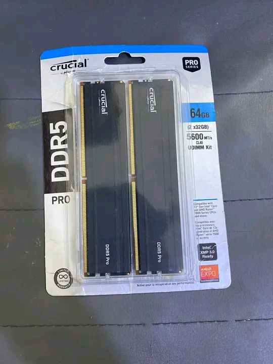 رامات 
نوعين 
Juhor ddr5 32gb ( 16 x2 ) 6000mhz

Crucial pro ddr5 64gb ( 32 x 2 ) 5600 mhz


**إذا كنت صاحب هذا الإعلان وتريد حذفه لأي سبب، رجاءا أرسل رسالة إلى الدعم الفني**