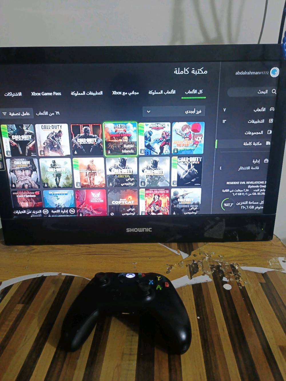 السلام عليكم شباب اكس بوكس وان فات (XBOX) للبيع جهاز نضيف او شغال بي أكثر من 41لعبه من بينهن الحرب العالميه الولا او ماين كرافت او رزدنت ايفل 2 جهاز شغال نضافه90٪السعر 120الف او بي مجال