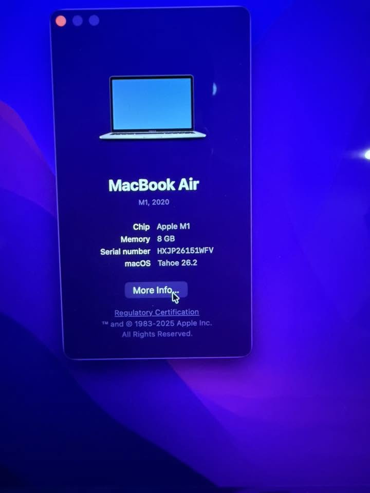 macbook air m1 13 inch
8gb ram
256 gb ssd
الجهاز اوبن بوكس بعده بالضمان البطارية ١٠٠٪؜ ودورات الشحن ماتتجاوز ال٥
واتساب ***********
