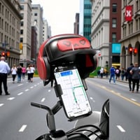 ستاند موبايل للدراجة بشكل خوذة – مقاوم للشمس والمطر  الاستخدامات  تثبي...