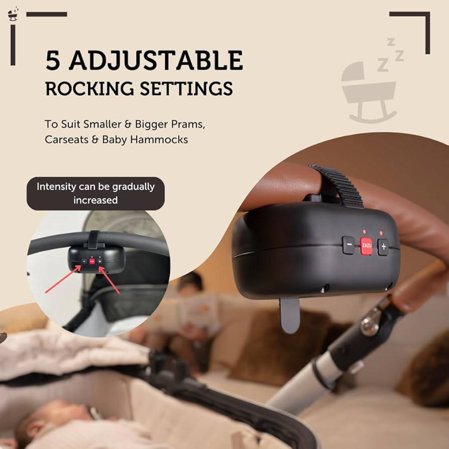 هذا المنتج هو جهاز هزاز لعربة الأطفال Zazu Robby the Rocker، وإليك أبرز مميزاته:
يستخدم مستشعراً ذكياً للاستجابة لبكاء الطفل وتفعيل الهز تلقائياً. 
يمكن تعديل قوة الهز لتتناسب مع مختلف أحجام عربات الأطفال. 
يتميز بخاصية الإيقاف التلقائي بعد 40 دقيقة من التشغيل. 
يحتوي على بطارية تدوم لفترة طويلة تصل إلى أكثر من 8 ساعات.
السعر/25 الف


**إذا كنت صاحب هذا الإعلان وتريد حذفه لأي سبب، رجاءا أرسل رسالة إلى الدعم الفني**