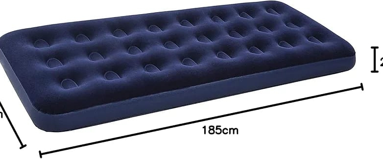 النوع: مرتبة هوائية مخملية (Flocked Air Mattress).الحجم: مفرد (S / Single).الطول: 1.85 متر.العرض: 76 سنتيمتر.الارتفاع (السُمك): 21 سنتيمتر.الحد الأقصى لتحمل الوزن: 100 كيلوغرام.الميزات المذكورة على العلبةسطح علوي مخملي ناعم ومريح ومقاوم للانزلاق.تصميم داخلي مدعم (coil beam construction) لتوفير الدعم والثبات أثناء النوم.صمام ثنائي الوظيفة يتيح النفخ السريع وتفريغ الهواء باتجاه واحد لمنع التسرب.


**إذا كنت صاحب هذا الإعلان وتريد حذفه لأي سبب، رجاءا أرسل رسالة إلى الدعم الفني**