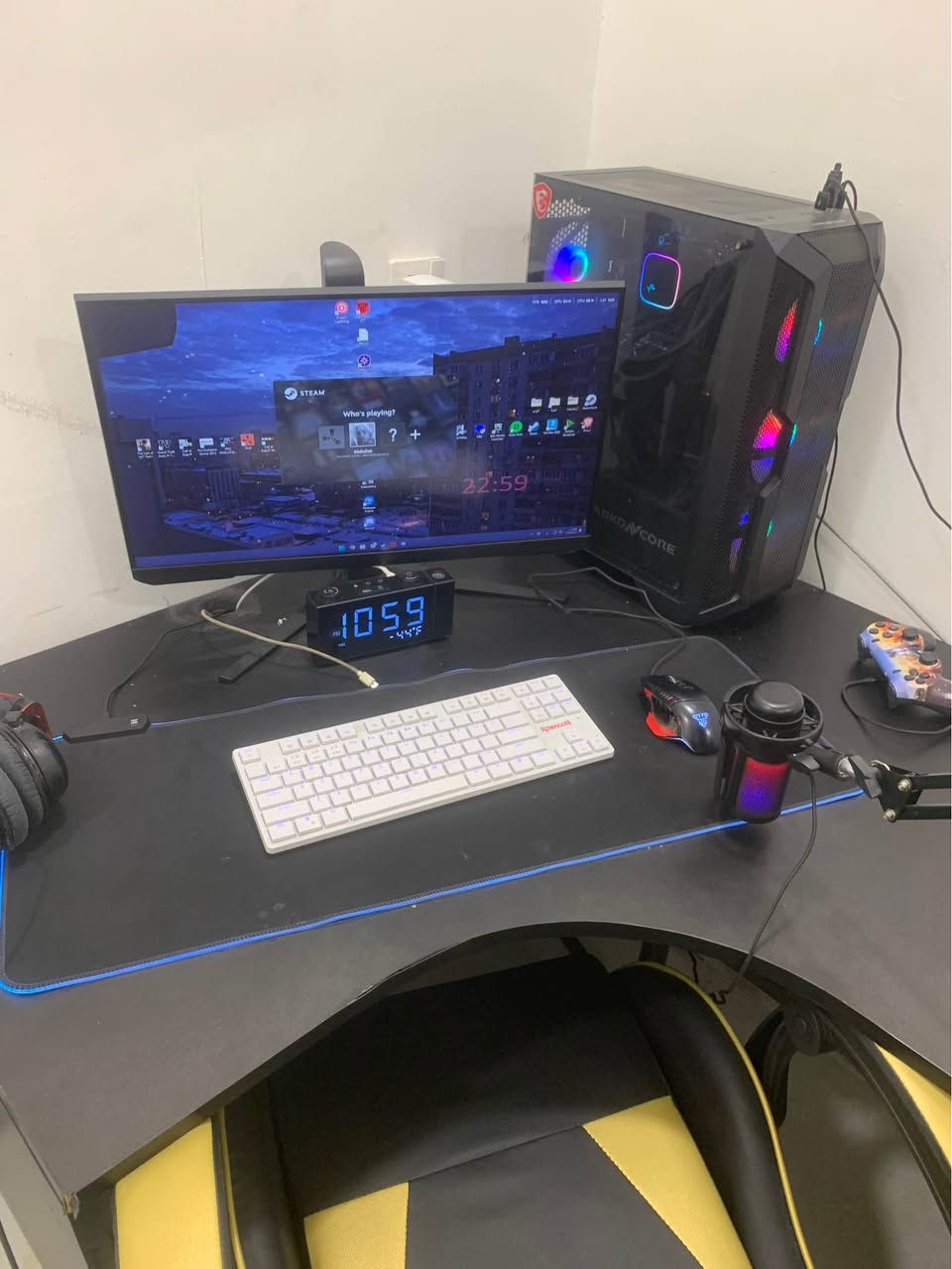 Description
PC zul
i5 12400 f
Rtx 3060 12 gb galax
Ram 2x8 lexar 16
P.S.U:650 MSI 80 PLUS GOLD
M.B:MSI H610 M
WATERCOLER:DEEPCOOL
М.2:1TB
SSD: 128GB
HDD:1TB
SAMSUNG:165HZ VA 1MS شاشه
HYPERXCLOUD2:سماعات
مايك وستاند
REDRAGON:ANIBUS K539 كيبورد
FANTECH DAREID EVIL X11: ماوس
ماوس باد RGB
كرسي جيمنج
ميز MDF بتصميم مقوس تفصال تركي درجه اوله
***********
بغداد الدوره البوعيثه
مليون ونص وبيه مجال بسيط بغداد, العراق
