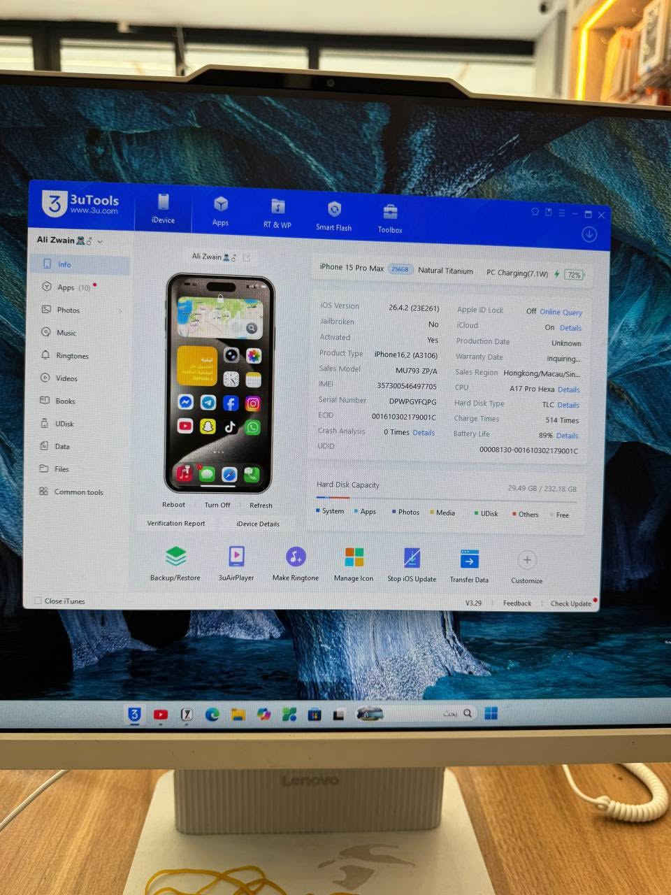 15 PRO MAX ذاكره 256 مكفول نضافة 100/100 بطارية88
سعر 1000 مليون وبي مجال ***********
