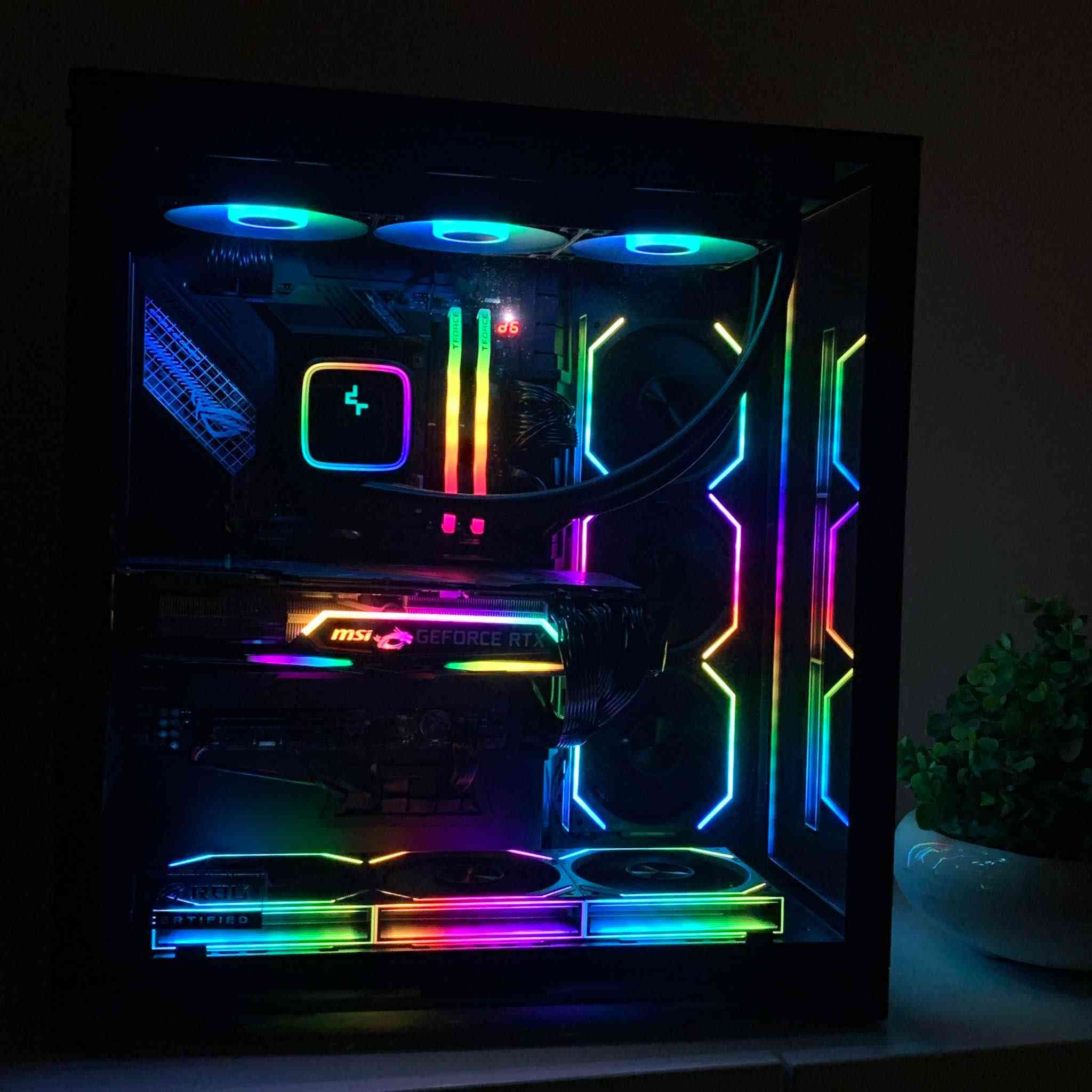 PC Specifications

• CPU: Intel Core i5-14600KF (14Cores / 20Threads)
• GPU: MSI GeForce RTX 2080Ti GAMING TRIO 11GB
• RAM: 32GB T.G. T-Force DDR5-6000 CL30
• MOBO: ASUS ROG STRIX Z690-E GAMING WIFI
• Storage: Samsung 980 PRO 1TB NVMe Gen 4.0
• Cooling: DeepCool LS720 Digital 360mm AIO
• PSU: be quiet! Power Zone 2 – 1000W Platinum
• Case: Lian Li O11 Dynamic XL ROG Certified
• Extra Cooling: 6× Interstellar V2RS ARGB Fans

✅ Excellent airflow and cooling
✅ Premium ROG motherboard
✅ High-speed DDR5 memory
✅ Clean high-end build

Runs modern games easily at 1440p Ultra settings.
Used like new (PSU & the Fans are new)– no issues.

💬 Price is fixed – please do not message for negotiation. السليمانية, العراق


**إذا كنت صاحب هذا الإعلان وتريد حذفه لأي سبب، رجاءا أرسل رسالة إلى الدعم الفني**