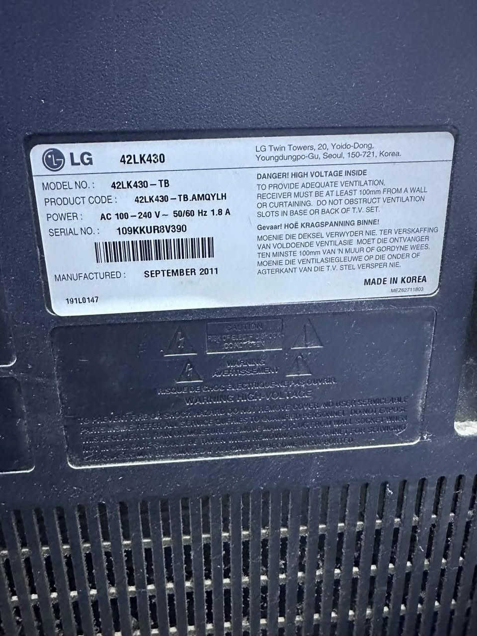 تلفزيون Lg الكوري الاصلي باب الاول 
حجم 42 بدون نت نضيف جدا سعر 80


**إذا كنت صاحب هذا الإعلان وتريد حذفه لأي سبب، رجاءا أرسل رسالة إلى الدعم الفني**