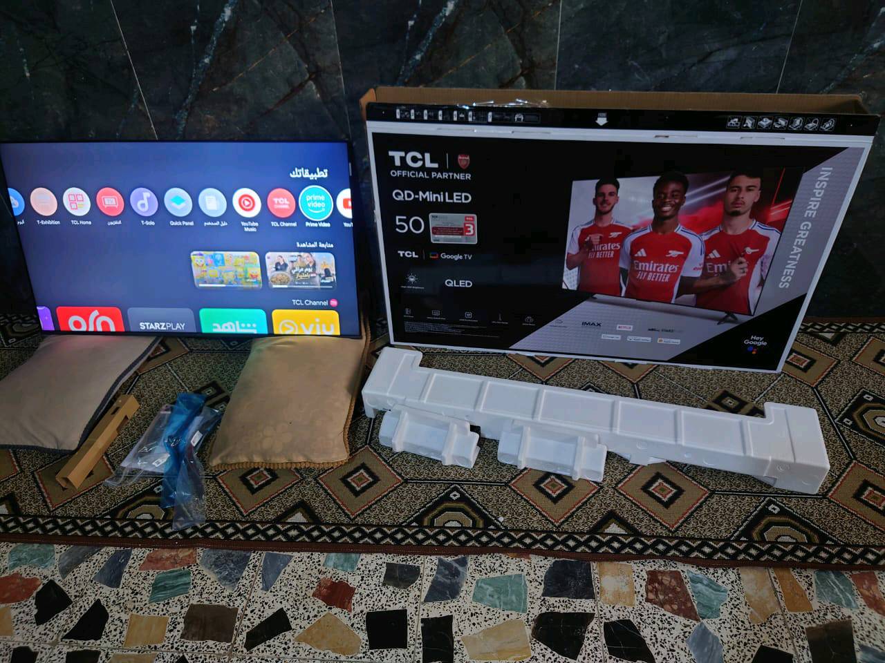 شاشة tcl c6k منلد حجم 50 ا استخدام اسبوع فقط  مع كافة ملحقاته للبيع السعر 600 مجال كلش بسيط علما سعر الجديدة ب675 عنواني بغداد اي استفسار عالرقم ***********