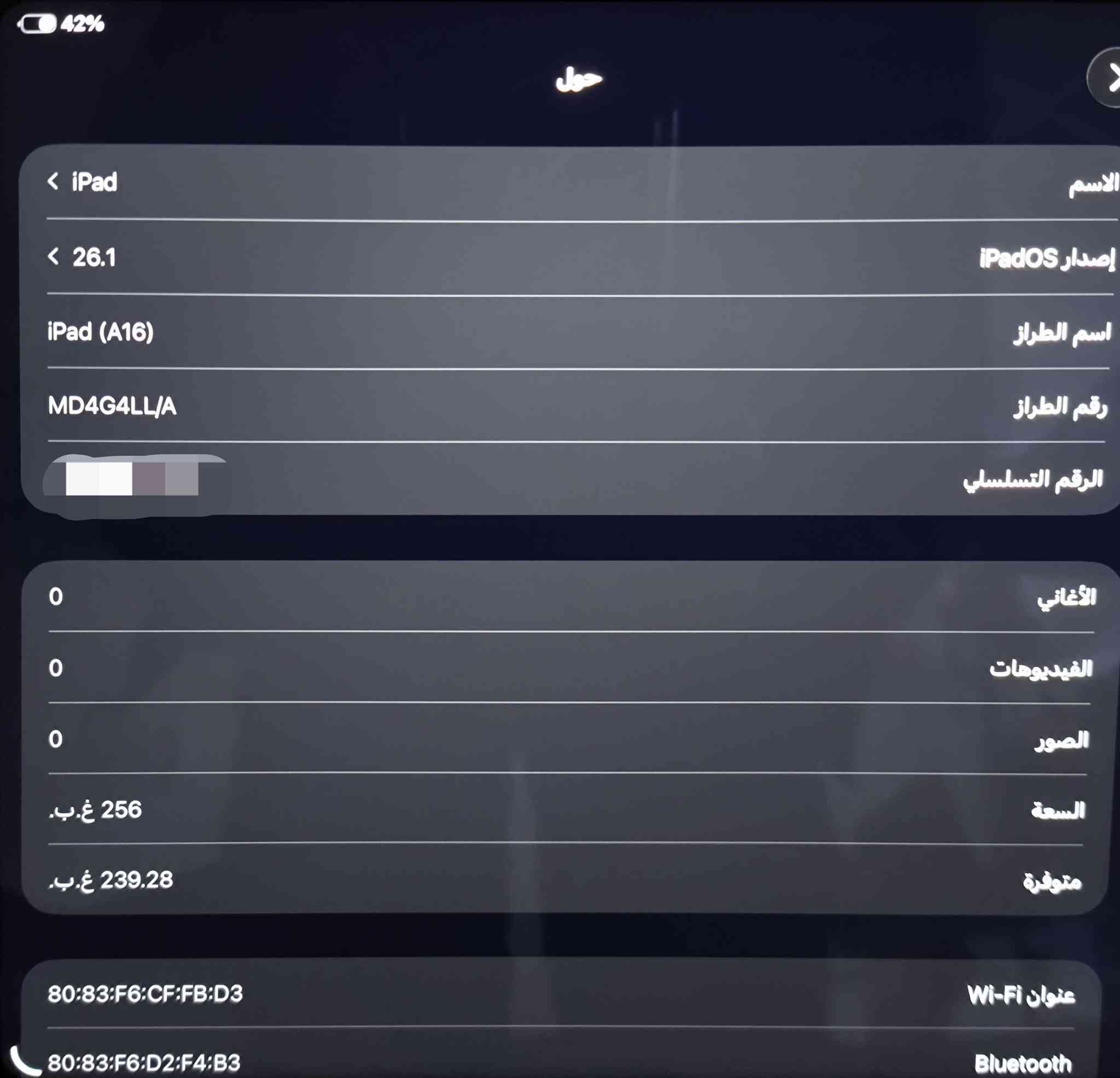 للبيع ايباد 11 ذاكرة 256 مشحون 7 مرات بعده بالضمان
السعر 550 بي مجال بصيط بغداد كفاءات العبيدي 
***********
