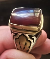 عقيق يماني كرزي طبيعي نادر / الخاتم (فضة + نحاس ) ثقيل اصلي .. مع وصل ...