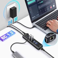 7 منافذ • 10 جيجابت • كابل هجيني USB-A/C