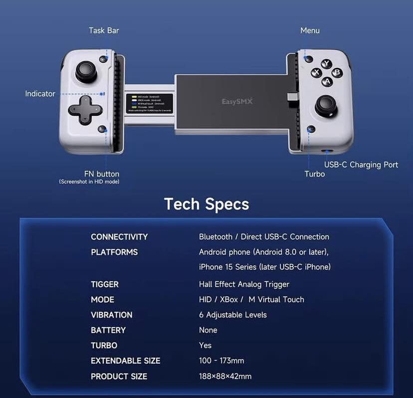جوستك تليفون

وهو عبارة عن وحدة تحكم في الألعاب للهواتف المحمولة تعمل بنظام Android و iPhone 15. 
التوافق: يتصل عبر USB-C أو بلوتوث، ويدعم منصات مثل Xbox Game Pass، وGeForce NOW، وSteam.
الميزات: يتميز بمشغلات Hall Effect لدقة أعلى، واهتزاز متقدم، وأزرار خلفية قابلة للبرمجة.
الشحن: يدعم الشحن السريع للمرور بقدرة 15 وات، مما يسمح بشحن هاتفك أثناء اللعب.
التصميم: قابل للتعديل ليناسب الهواتف الذكية ذات الحجم المختلف

السعر 25 🌹


**إذا كنت صاحب هذا الإعلان وتريد حذفه لأي سبب، رجاءا أرسل رسالة إلى الدعم الفني**