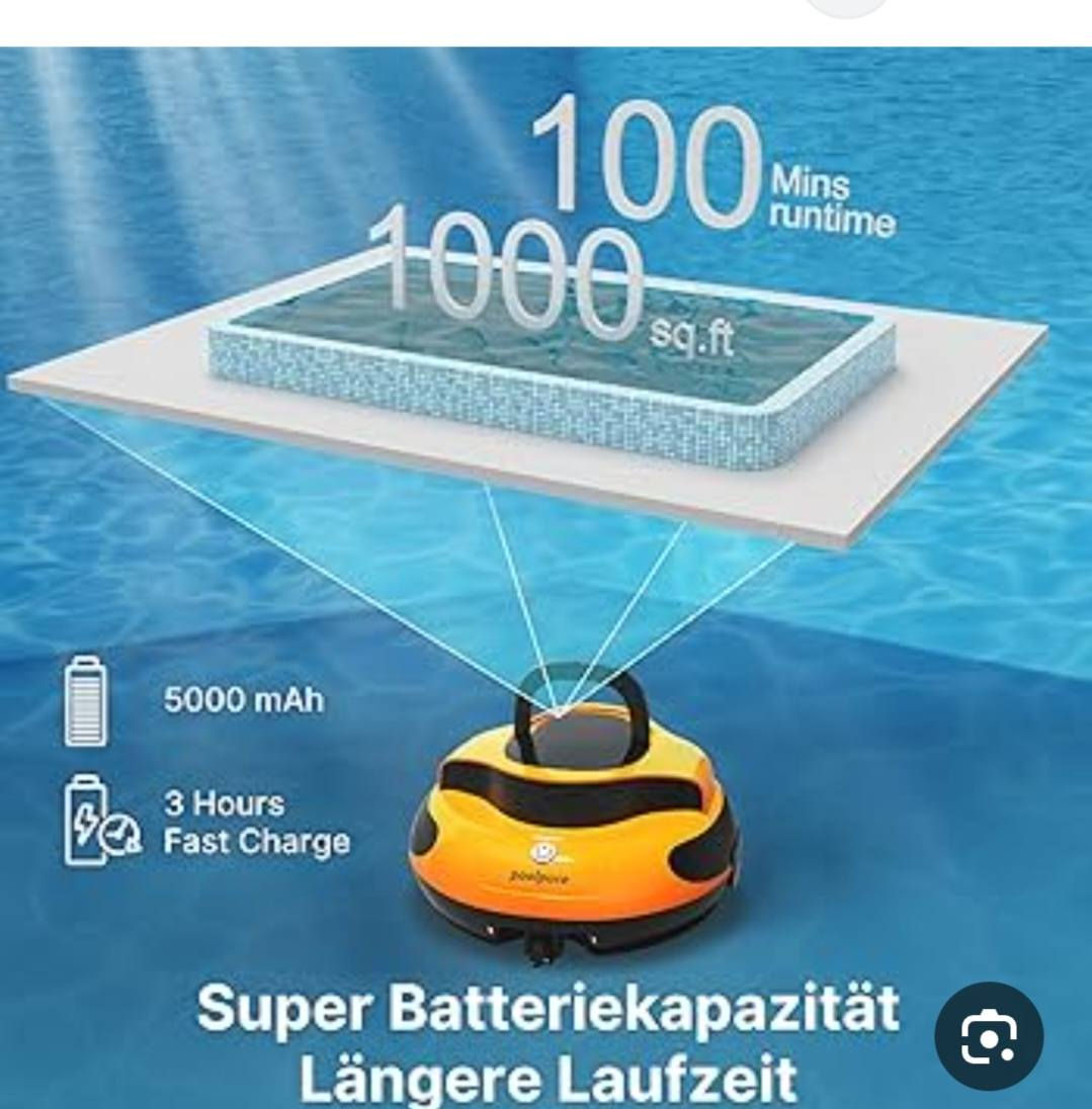 السلام عليكم روبوت تنظيف حمامات السباحه
 العلامة التجارية POOLPURE. 
إليك أبرز مواصفاته ومميزاته:
لاسلكي: يعمل ببطارية قابلة للشحن بسعة 5000 مللي أمبير، مما يوفر حرية الحركة دون الحاجة للكابلات. 
كفاءة التنظيف: مزود بمحركين قويين وقدرة شفط فعالة لإزالة الأوساخ والحطام من أرضية المسبح. 
وقت التشغيل: يوفر ما يصل إلى 120 دقيقة من التنظيف المتواصل بشحنة واحدة. 
التشغيل الذكي: يحتوي على تقنية الركن الذاتي، حيث يتوقف بالقرب من جدار المسبح عندما تكون البطارية منخفضة.  السعر 100 الف مع التوصيل مجاني
الحجز ع الخاص


**إذا كنت صاحب هذا الإعلان وتريد حذفه لأي سبب، رجاءا أرسل رسالة إلى الدعم الفني**