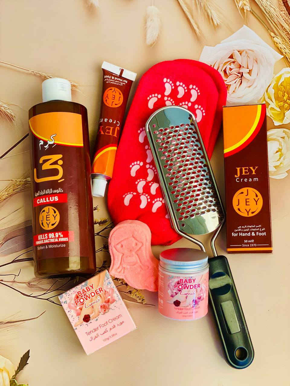 تعبتي من التشققات والخشونة؟ بعد اليوم لا تحاتين 💕
هذا الباك يوفرلج عناية متكاملة من أول استخدام 👣

💗 يزيل الجلد الميت والكالو بسرعة
💗 ينعم القدمين ويخليهم مثل الحرير
💗 يرطب بعمق ويمنع التشققات
💗 يخلي ريحة القدمين حلوة ومنعشة
💗 مناسب للاستعمال المنزلي بكل سهولة

الباك يحتوي على:
🧴 كالوس إزالة الجلد الميت
🧴 كريم ترطيب لليدين والقدمين
🧂 مورد للقدم كعب الغزال
🧼 املاح عناية
🧦 جواريب جل
🪒 مبرد احترافي

من أول استعمال راح تلاحظين الفرق 😍


**إذا كنت صاحب هذا الإعلان وتريد حذفه لأي سبب، رجاءا أرسل رسالة إلى الدعم الفني**