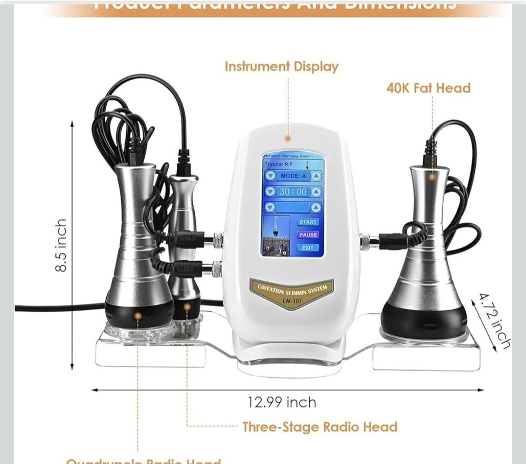 هذا جهاز تنحيف الجسم بالموجات فوق الصوتية 3 في 1 (40 كيلو هرتز).
وات ساب ***********
يستخدم تقنية الترددات الراديوية (RF) لشد البشرة وحرق الدهون. 

يأتي مع 3 رؤوس تشغيل قابلة للاستبدال: التجويف 40 كيلو هرتز، والتردد اللاسلكي ثلاثي الأقطاب، والتردد اللاسلكي متعدد الأقطاب. 

مناسب للاستخدام في المنزل أو الصالونات لعلاجات الوجه والجسم. 

يستهدف مناطق مختلفة مثل الذراعين والبطن والفخذين والظهر والخصر.
