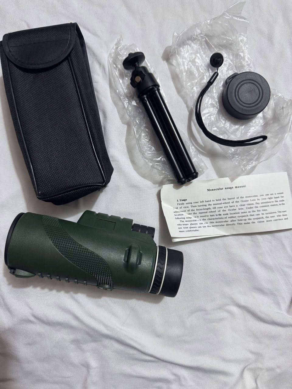 الشراي يراسلني او يعلق
سكوب ناضور رصد نهاري

ينشد على الموبايل قاعدة بي 
ويصير يدوي كذلك

مناسب جدا للصيد 
جودة عالية على الفحص

مع كافة ملحقاته بلباكيت 
ستاند وحامل ومحفظة وكفرات


**إذا كنت صاحب هذا الإعلان وتريد حذفه لأي سبب، رجاءا أرسل رسالة إلى الدعم الفني**