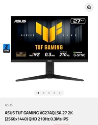 الحجم: 27 إنج الدقة (2K (QHD  التردد : 210  بل Fast IPS  الاستجابة .  ...