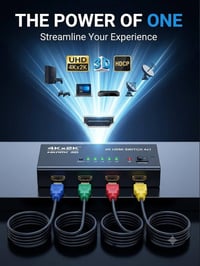 مقسم HDMI • ٤ مداخل • مصادر متعددة