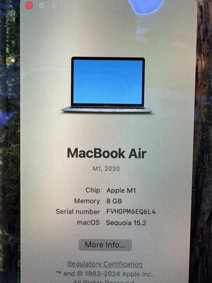 Macbook air
M1
Ram 8
Hard 256
نضافة 90%
الملحقات الشاحنة فقط
سايكل 65
السعر 600 الف 
*********** 
بغداد المنصور
