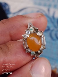 خاتم • عقيق يماني مشمشي • فضة ٩٢٥