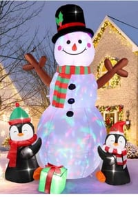 رجل الثلج يشغل على الكهرباء بور نفخ منا وبي نشره بداخله ارتفاع متر و 7...