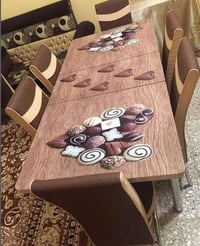 ميز سلايت • ٦ كرسي جلد • ١٧٠/١٣٠ سم