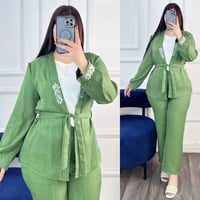 سوت صيفي 4قطع • قماش كريشة تركي • مقاسات 42-48