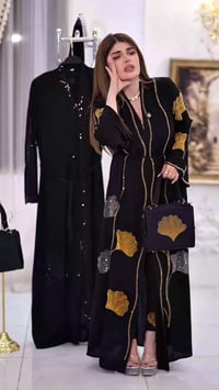 عباية خليجية • طقم ٥ قطع • ستراس أصلي