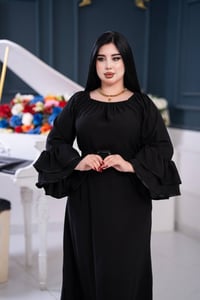 فستان نسائي • لنن ملكي • اسود فاحم