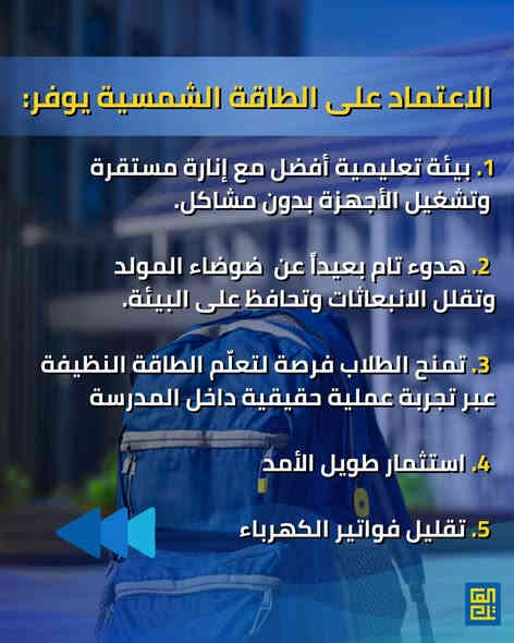 ليش الطاقة الشمسية مهمة للمدارس؟

الطاقة الشمسية اليوم صارت خيار مهم للمدارس لأنّها توفّر حلول واضحة وملموسة، وتساعد البيئة التعليمية من عدة جوانب:

1️⃣ كهرباء مستقرة للمدرسة
حتى لو يصير ضعف أو انقطاع بالتيار، المنظومة الشمسية تبقى توفّر طاقة ثابتة للأجهزة والقاعات.

2️⃣ تقليل التكاليف الشهرية
استبدال جزء من استهلاك الكهرباء بالطاقة الشمسية يساعد المدرسة توفّر مبالغ كبيرة وتستخدمها بتطوير الصفوف والمختبرات.

3️⃣ بيئة تعليمية أفضل للطلاب
وجود طاقة مستقرة يعني صفوف مضاءة، أجهزة تعمل بشكل طبيعي، وراحة أكثر خلال الدوام.

4️⃣ تعليم عملي للطاقة النظيفة
الطلاب يقدرون يتعلّمون شنو هي الطاقة المتجددة من خلال تجربة حقيقية داخل المدرسة يشوفونها ويلمسون فائدتها.
.
.
📍 سواء كنت صاحب منزل أو مؤسسة تجارية، الآن هو الوقت المثالي للاستثمار في الشمس!
📞 تواصل معنا ، ودعنا نرسم معًا مستقبلك بالطاقة الشمسية.

زورنا:
العراق - الديوانية - شارع المواكب- خلف الاشراف التربوي

أو أتصل بنا:
 *********** 
 ***********

#العاتك_للطاقة_الشمسية ☀️
#طاقة_نظيفة #استدامة #توفير_الكهرباء #مستقبل_أخضر
#الطاقة_الشمسية
#طاقة_نظيفة
#المدارس_العراقية
#تعليم_حديث
#طاقة_المستقبل
#العراق
#منظومات_شمسية
#طاقة_مستدامة
#توعية_مدرسية
#تكنولوجيا_التعليم
